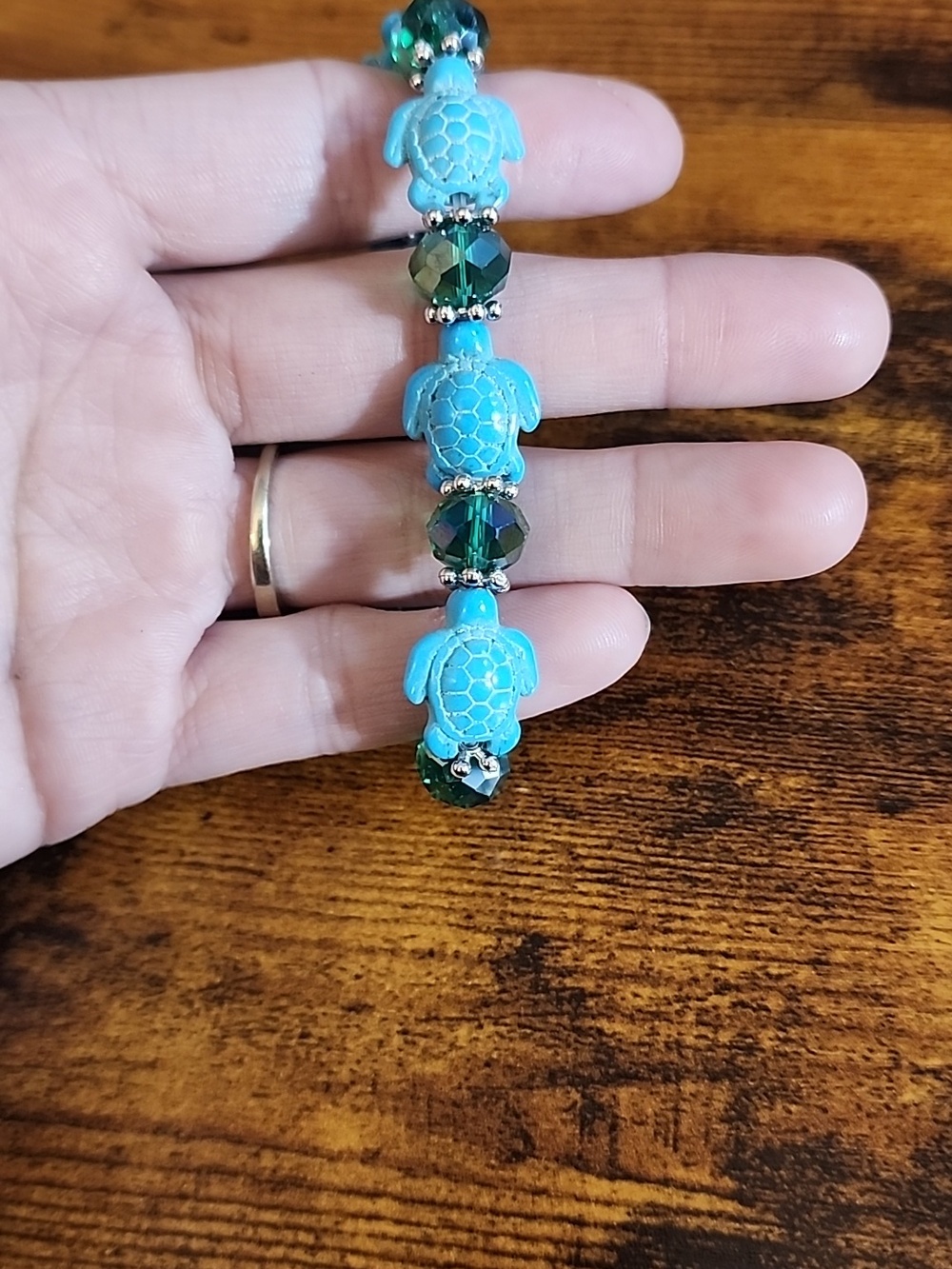 Turquoise Turtle Beaded Stretch Bracelet Daily Use Casual W-2.4IN Diameter L6.8